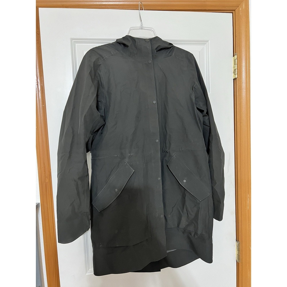 Rei Co-Op Womens Small Pike Street Trench Coat Black Hooded Rain Jacket 136927